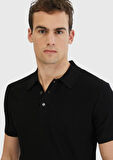 Siyah Polo Yaka Jakarlı Triko