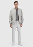 Açık Gri Regular Fit Dik Yaka Casual Dokuma Mont