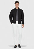 Siyah Regular Fit Dik Yaka Casual Dokuma Mont