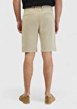 Bej Düz Dokuma Regular Fit Casual Pamuk Karışımlı Bermuda