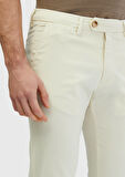 Ekru Düz Dokuma Regular Fit Casual Pantolon