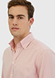 Pembe Düz Casual Fit Dokuma Casual %100 Pamuk Gömlek