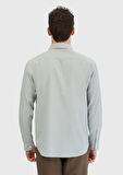 Gri Düz Casual Fit Dokuma Casual %100 Pamuk Gömlek