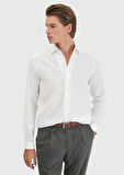 Beyaz Düz Casual Fit Dokuma Casual %100 Pamuk Gömlek