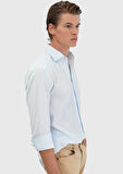 Açık Mavi Düz Casual Fit Dokuma Casual %100 Pamuk Gömlek