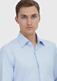Açık Mavi Düz Regular Fit Dokuma Klasik %100 Pamuk Gömlek