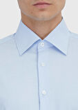 Açık Mavi Düz Regular Fit Dokuma Klasik %100 Pamuk Gömlek