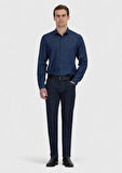 İndigo Düz Casual Fit Dokuma Casual %100 Pamuk Gömlek