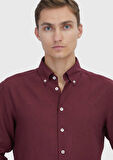 Nar Çiçeği Düz Casual Fit Dokuma Casual Pamuk Karışımlı Gömlek