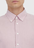 Pembe Düz Casual Fit Dokuma Casual Pamuk Karışımlı Gömlek