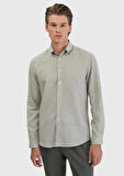 Gri Düz Casual Fit Dokuma Casual Pamuk Karışımlı Gömlek