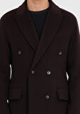 Mürdüm Regular Fit Kruvaze Yaka Klasik Dokuma Palto