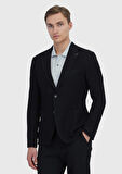 Siyah Düz Shirt Shoulder Slim Fit Pamuk Karışımlı Örme Ceket