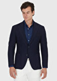 Lacivert Düz Shirt Shoulder Slim Fit Pamuk Karışımlı Örme Ceket