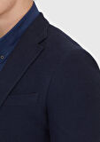 Lacivert Düz Shirt Shoulder Slim Fit Pamuk Karışımlı Örme Ceket