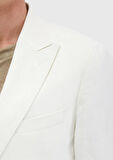 Beyaz Düz Zeroweight Slim Fit %100 Keten Takım Elbise