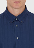 Lacivert Düz Casual Fit Dokuma Casual Pamuk Karışımlı Gömlek