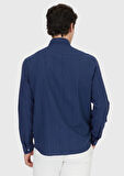 Lacivert Düz Casual Fit Dokuma Casual Pamuk Karışımlı Gömlek