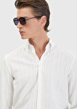 Beyaz Düz Casual Fit Dokuma Casual Pamuk Karışımlı Gömlek