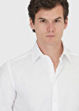 Beyaz Düz Regular Fit Dokuma Klasik %100 Pamuk Gömlek