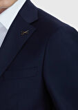 Lacivert Düz Modern Fit Yün Karışımlı Takım Elbise