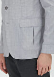 Açık Gri Düz Shirt Shoulder Slim Fit %100 Yün Ceket