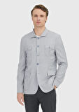 Açık Gri Düz Shirt Shoulder Slim Fit %100 Yün Ceket