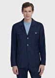 Lacivert Düz Shirt Shoulder Slim Fit %100 Yün Ceket