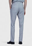 Açık Gri Düz Kumaş Slim Fit Casual %100 Yün Pantolon