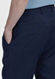 Lacivert Düz Kumaş Slim Fit Casual %100 Yün Pantolon