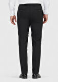 Siyah Düz Kumaş Comfort Fit Klasik %100 Yün Pantolon