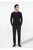 Siyah Düz Kumaş Comfort Fit Klasik %100 Yün Pantolon