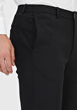 Siyah Düz Kumaş Comfort Fit Klasik %100 Yün Pantolon