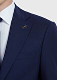Lacivert Düz Modern Fit Yün Karışımlı Takım Elbise