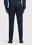 Lacivert Düz Slim Fit Denim Pamuk Karışımlı Pantolon