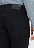 Siyah Düz Slim Fit Denim Pamuk Karışımlı Pantolon