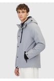 Açık Gri Regular Fit Kapüşonlu Casual Dokuma Mont