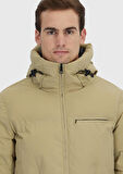 Kum Regular Fit Kapüşonlu Casual Dokuma Mont