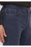 Mavi Düz Dokuma Slim Fit Kadife Casual Pamuk Karışımlı Pantolon
