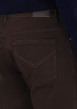 Kahverengi Düz Dokuma Slim Fit Casual Pamuk Karışımlı Pantolon