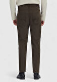 Haki Düz Dokuma Slim Fit Casual Pamuk Karışımlı Pantolon