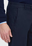 Lacivert Düz Dokuma Regular Fit Casual Pamuk Karışımlı Pantolon