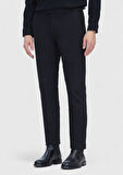 Siyah Düz Dokuma Regular Fit Casual Pamuk Karışımlı Pantolon