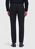 Siyah Düz Dokuma Regular Fit Casual Pamuk Karışımlı Pantolon