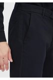 Siyah Düz Dokuma Regular Fit Casual Pamuk Karışımlı Pantolon