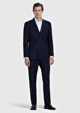 Lacivert Düz Zeroweight Slim Fit Yün Karışımlı Takım Elbise