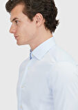 Açık Mavi Düz Slim Fit Dokuma Klasik %100 Pamuk Gömlek