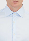Açık Mavi Düz Slim Fit Dokuma Klasik %100 Pamuk Gömlek