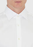 Beyaz Düz Slim Fit Dokuma Klasik %100 Pamuk Gömlek