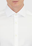 Beyaz Düz Slim Fit Dokuma Klasik %100 Pamuk Gömlek